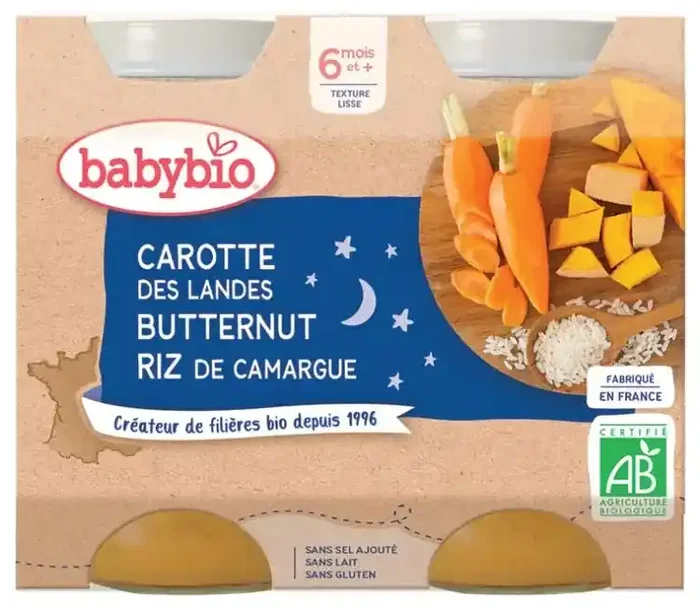 Babybio Bonne Nuit Carotte Des Landes Butternut Riz de Camargue