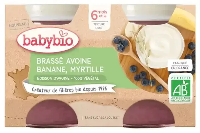 Babybio Brassé Végétal Base Avoine – Banane Myrtille