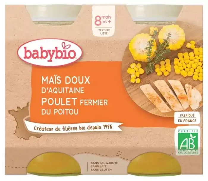 Babybio Maïs Doux d‘Aquitaine & Poulet Fermier du Poitou