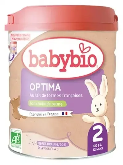 Babybio Optima 2 – Formule Fibres & Bifidus au Lait de Vache Français