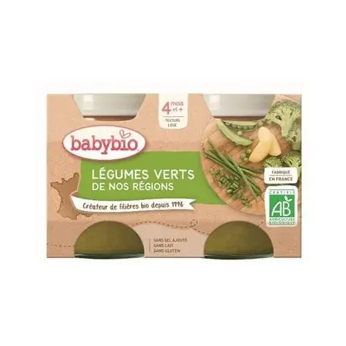 BABYBIO PETITS POTS LÉGUMES + 4 Mois Légumes Verts – 2x130g
