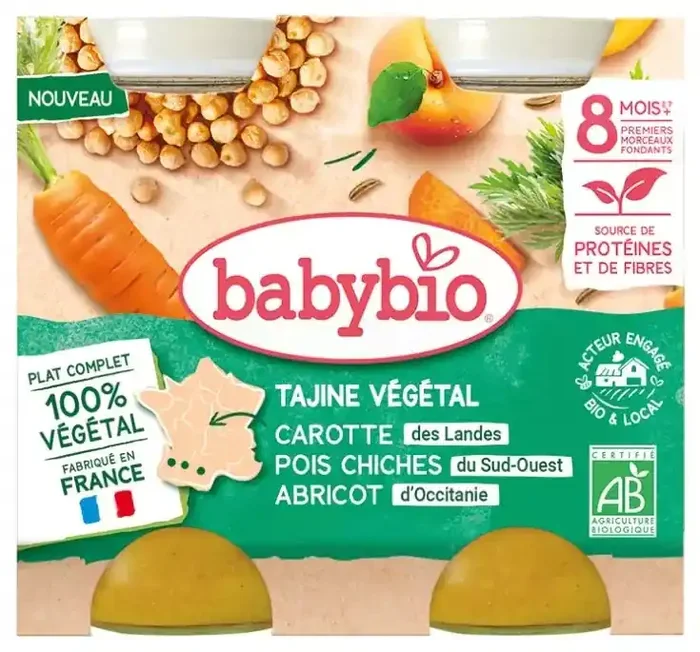 Babybio Tajine de Légumes – Petits Légumes de Nos Régions Boulghour Abricots 400 g