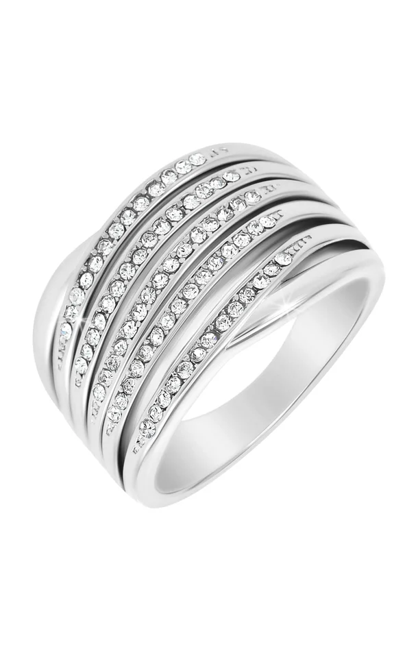 Bague – Acier inoxydable & zirconiums – Argenté