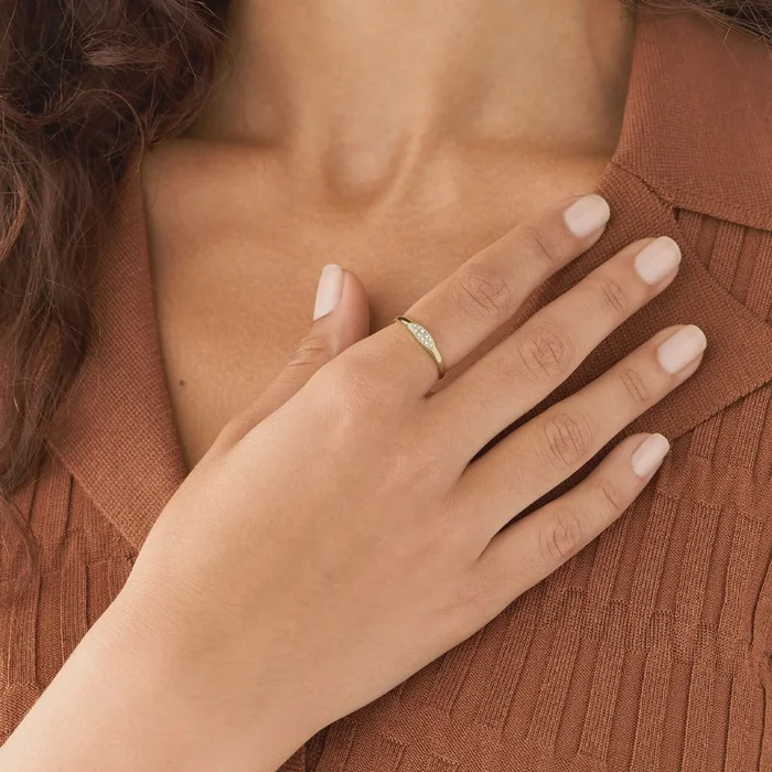 Bague – Acier inoxydable doré & zirconium