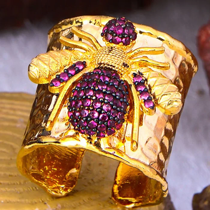 Bague – Laiton plaqué or & zirconiums