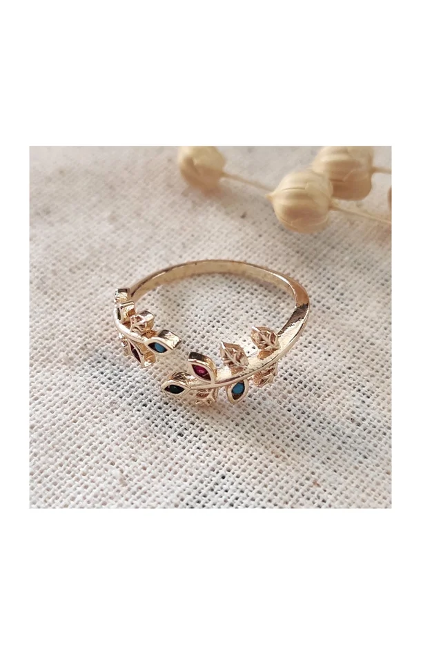 Bague ajustable – Laiton plaqué or & zircons