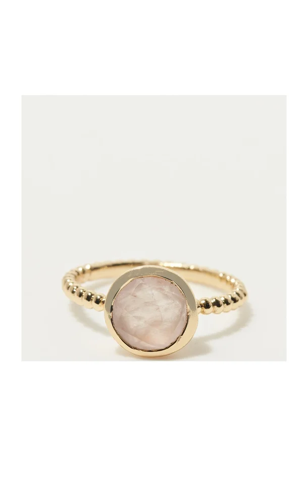Bague Cassilda – Laiton doré & quartz rose