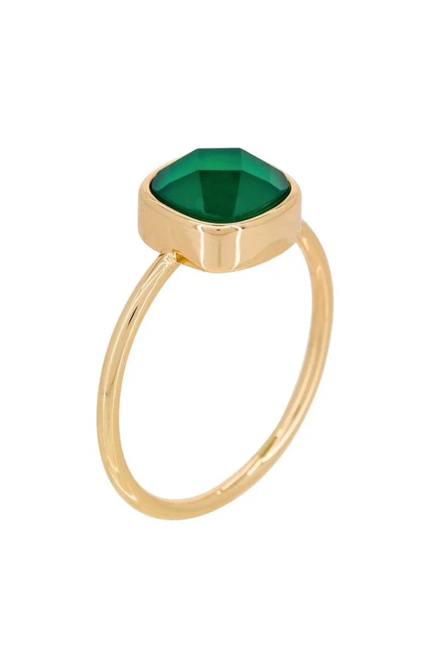 Bague Ella – Laiton doré & agate verte