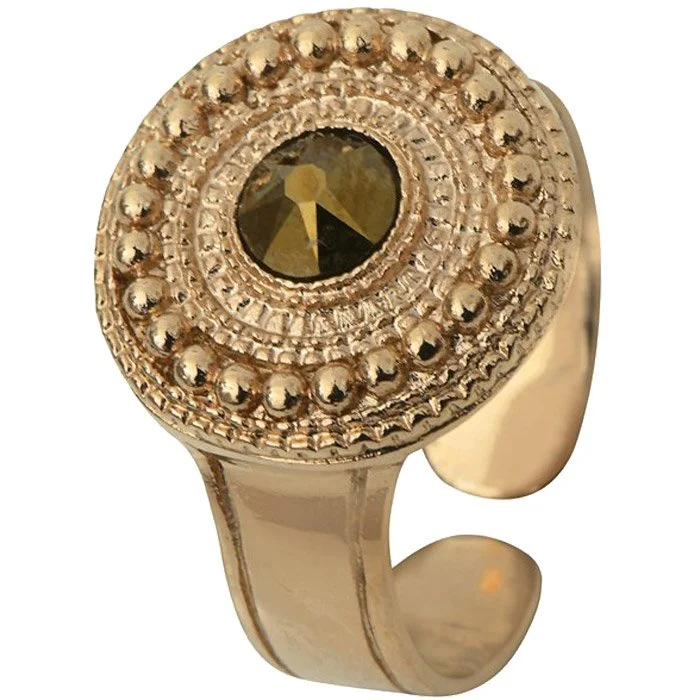 Bague Toi et Moi – Métal doré à l’or jaune & cristaux