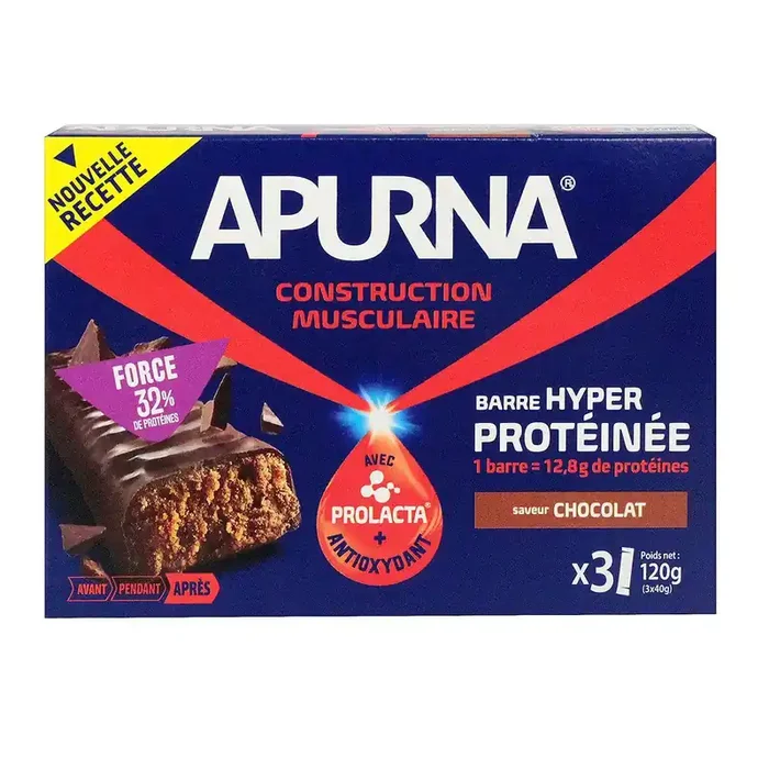 Barre hyperprotéinée saveur chocolat 3x40g