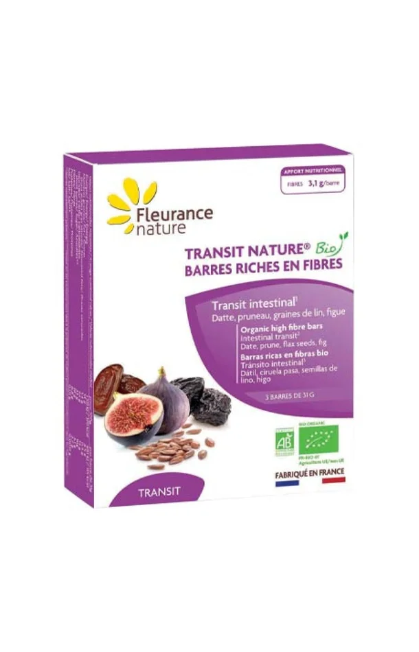 Barres riches en fibres bio – Transit intestinal – 3 x 31 g