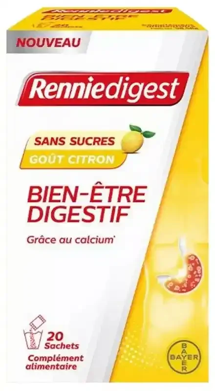 Bayer Santé Renniedigest Complément Alimentaire Pour le Bien-Être Digestif 20 Sachets