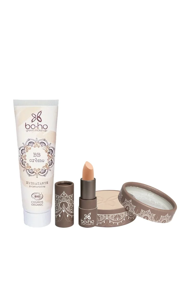 BB crème, correcteur & poudre compacte bio – Beige clair