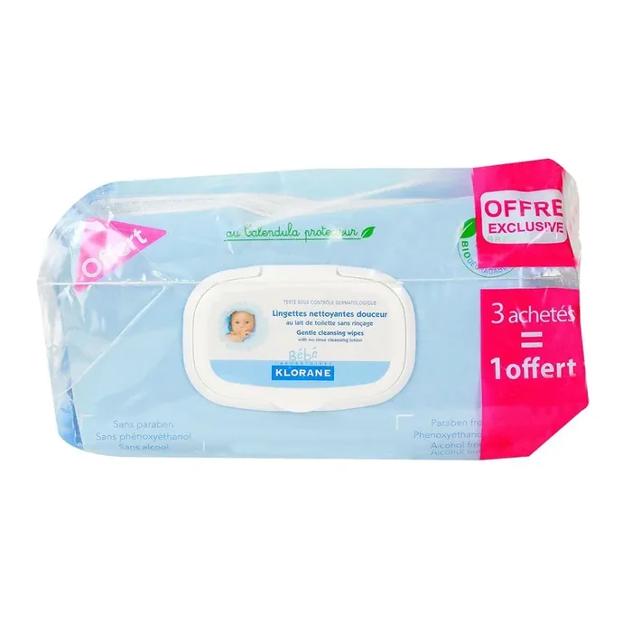 Bébé 4×70 lingettes nettoyantes douceur siège (dont 1 paquet offert)