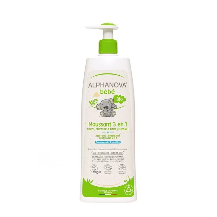 Bebe Moussant 3 En 1 Corps Cheveux Et Bain Moussant Bio 500ml Alphanova