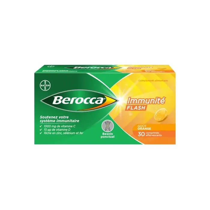 Berocca Immunite Flash gout orange 30 comprimes effervescents