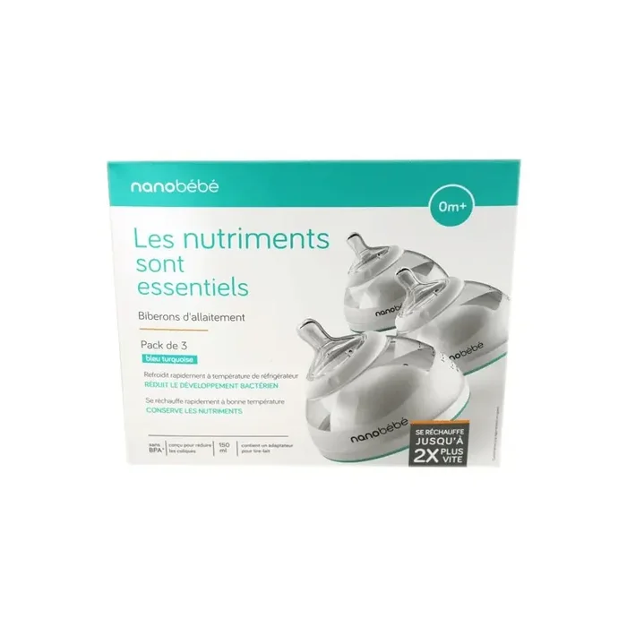 BIBERON 150ML 0m+ PACK DE 3 NANOBEBE