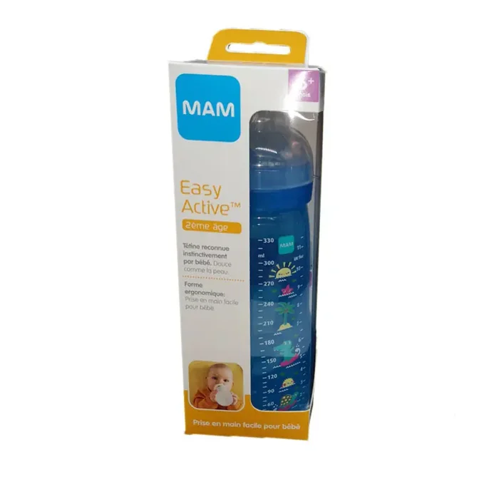 BIBERON EASY ACTIVE 6MOIS+ DEBIT X 330ML BLEU MAM