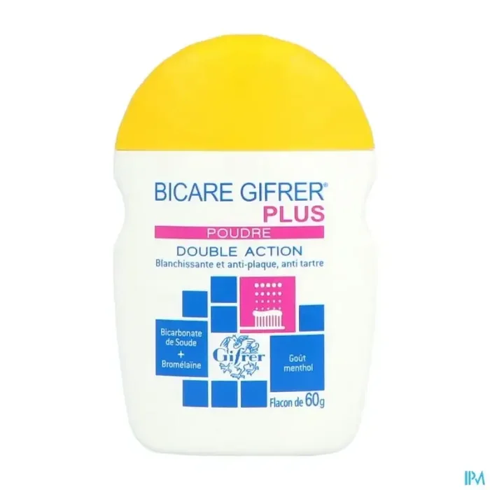 Bicare gifrer plus poudre dentifrice mentholee 60g