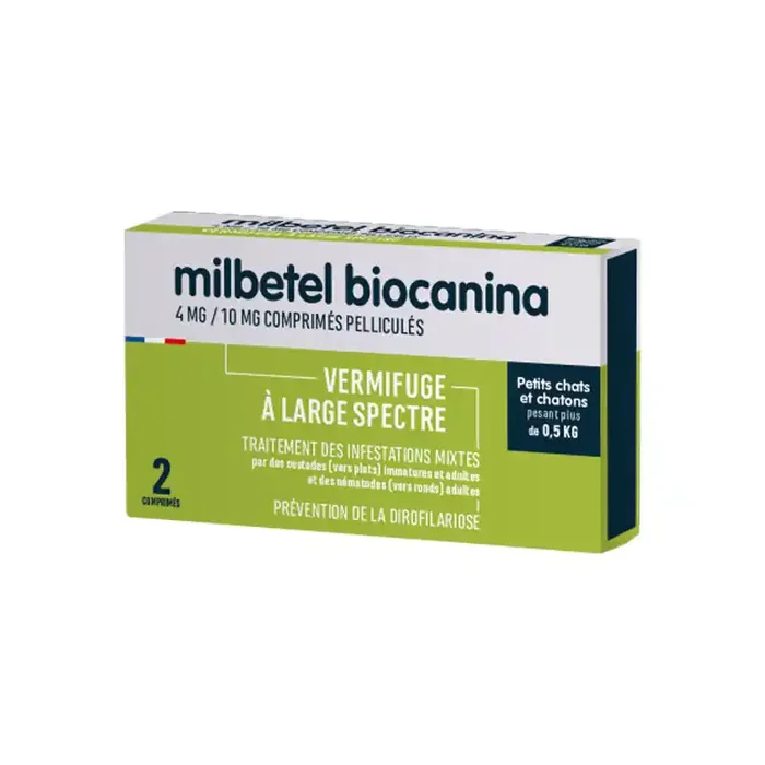 Biocanina Milbetel vermifuge petits chats et chatons +0,5kg – 2 comprimes