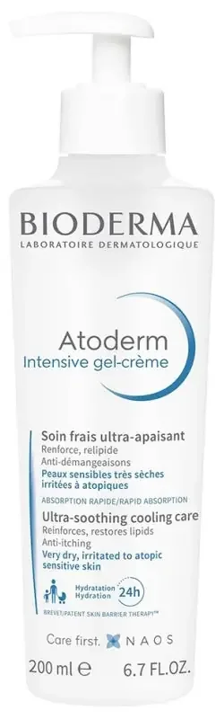Bioderma Atoderm Gel-Crème Hydratant Anti-Démangeaisons Visage et Corps Peau Sujette à l‘Eczéma Atopique 200 ml