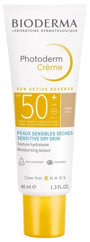 Bioderma Photoderm Crème Solaire Anti-Âge Teintée Peaux Sensibles Sèches SPF 50+ 40 ml – Teinte Claire
