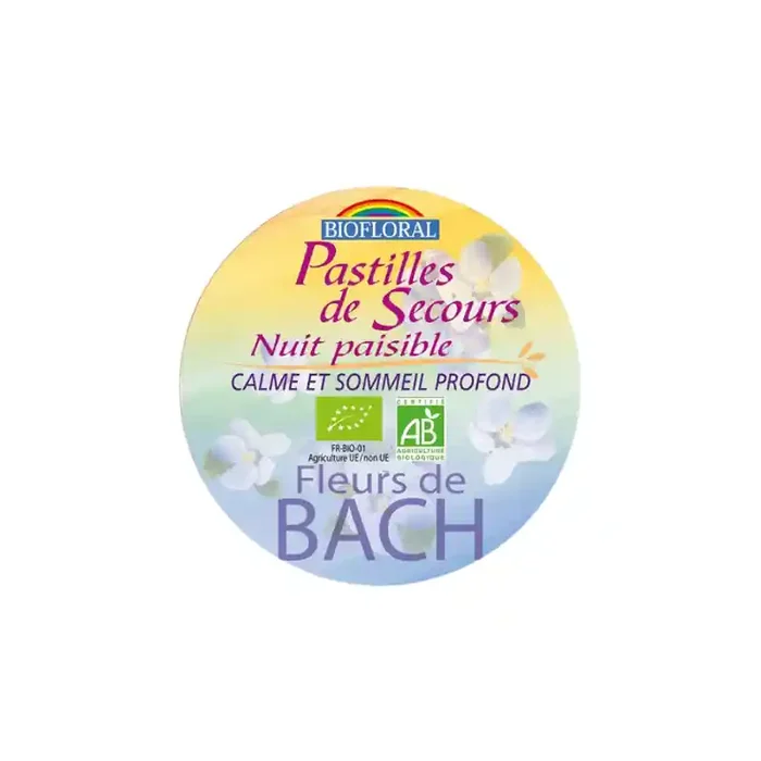 Biofloral Pastilles de Secours Nuit Paisible Sans Alcool Format Familial 50g