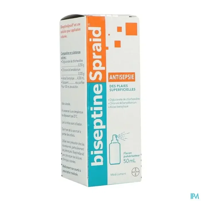 Biseptinespraid solution pour application cutanee 50ml