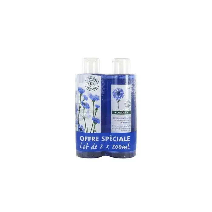 BLEUET DEMAQUILLANT YEUX AU BLEUET APAISANT LOT DE 2X200ML KLORANE
