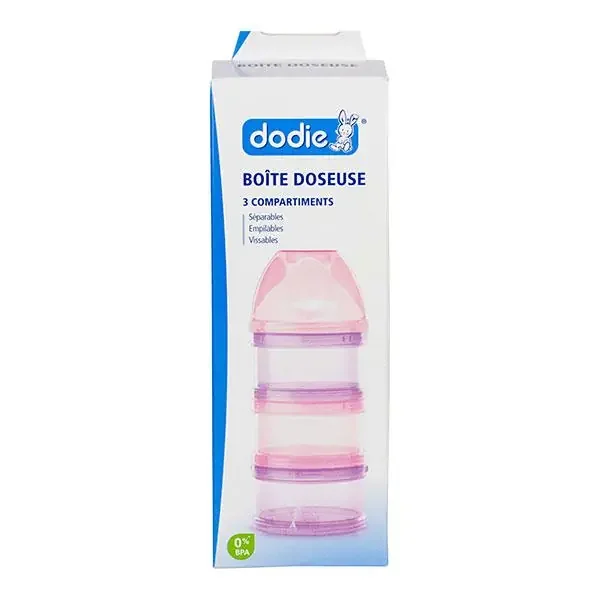 Boîte doseuse lait 3 compartiments transport rose