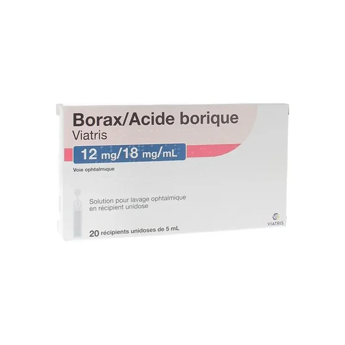 Borax/Acide Borique 12mg/18mg/ml 20 recipients unidoses de 5ml