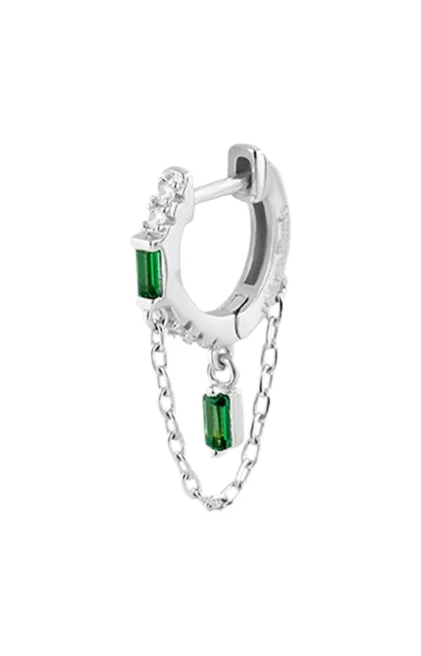 Boucle d’oreille – Green Flirt – Laiton plaqué argent 10 microns
