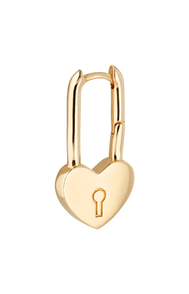 Boucle d’oreille – Lock Coeur – Laiton doré or 1 micron