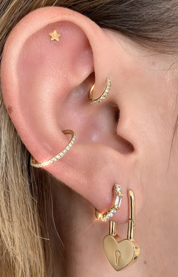 Boucle d’oreille – Lock Coeur – Laiton plaqué argent 10 microns