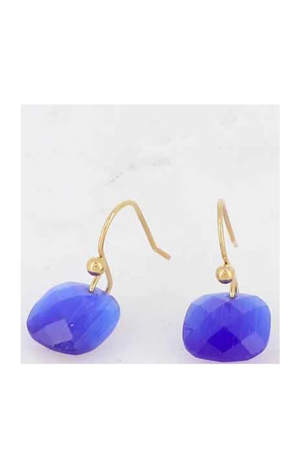 Boucles d’oreilles – Acier inoxydable doré & pâtes de verres bleu