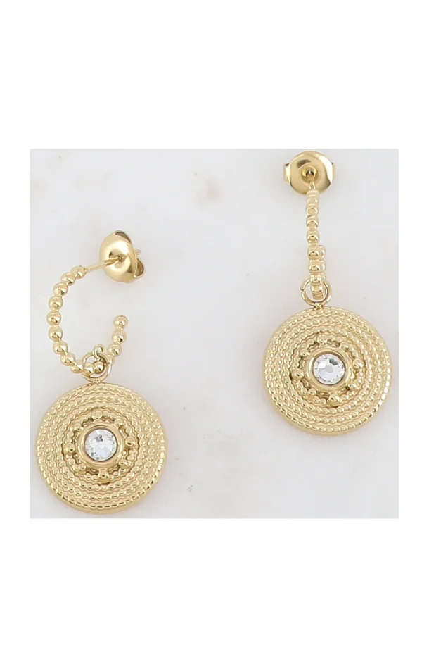 Boucles d’oreilles – Acier inoxydable doré & strass