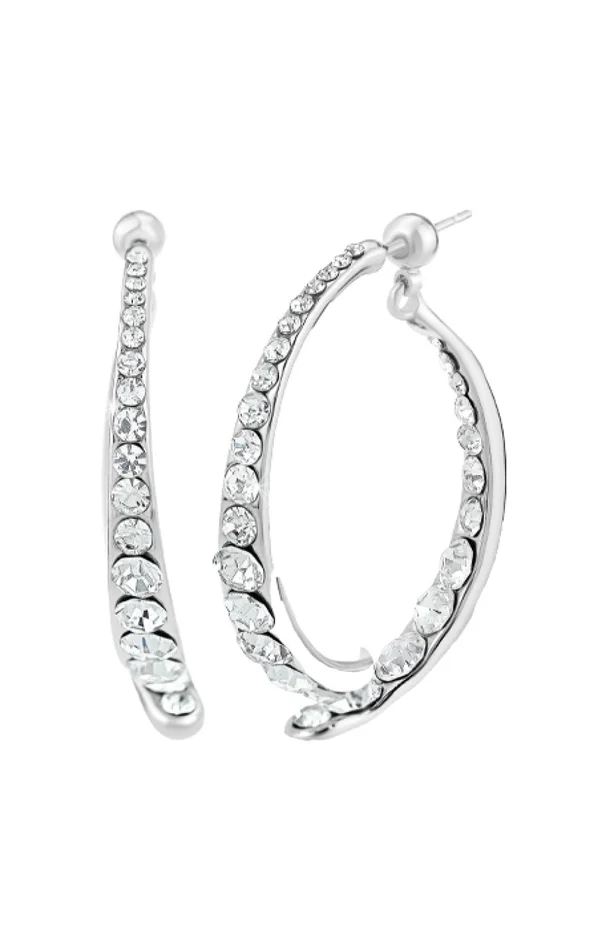 Boucles d’oreilles – Acier inoxydable, Laiton & cristaux – Argenté