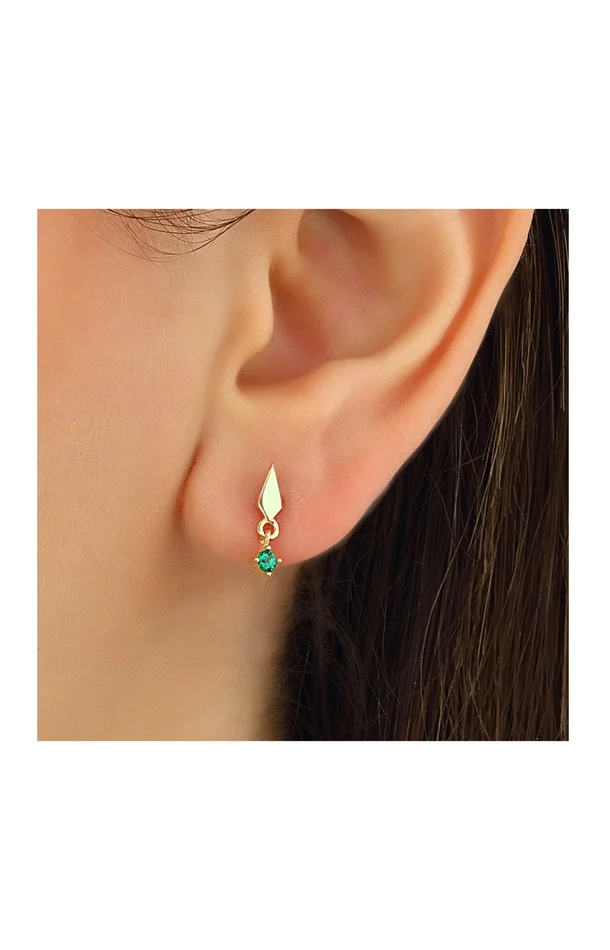 Boucles d’oreilles – Argent 925/000 plaqué or & zircons verts