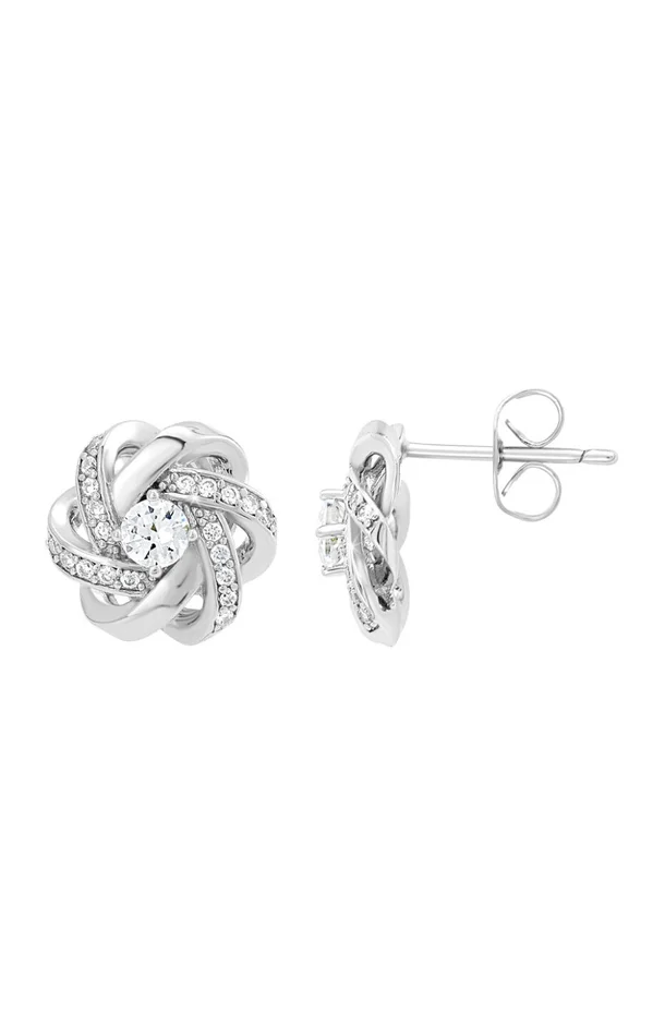 Boucles d’oreilles – Laiton & cristaux – Argenté