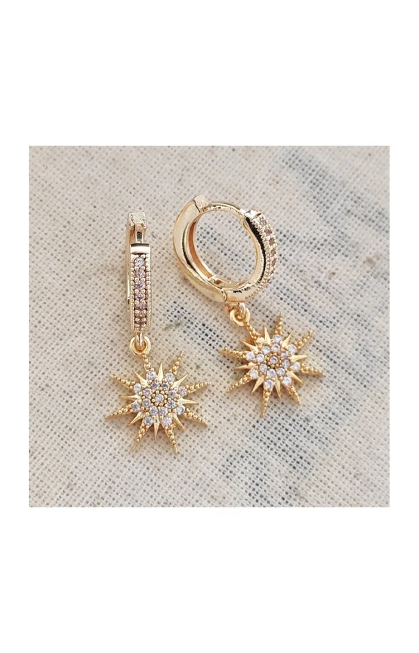 Boucles d’oreilles – Laiton plaqué or & pierres de zircon
