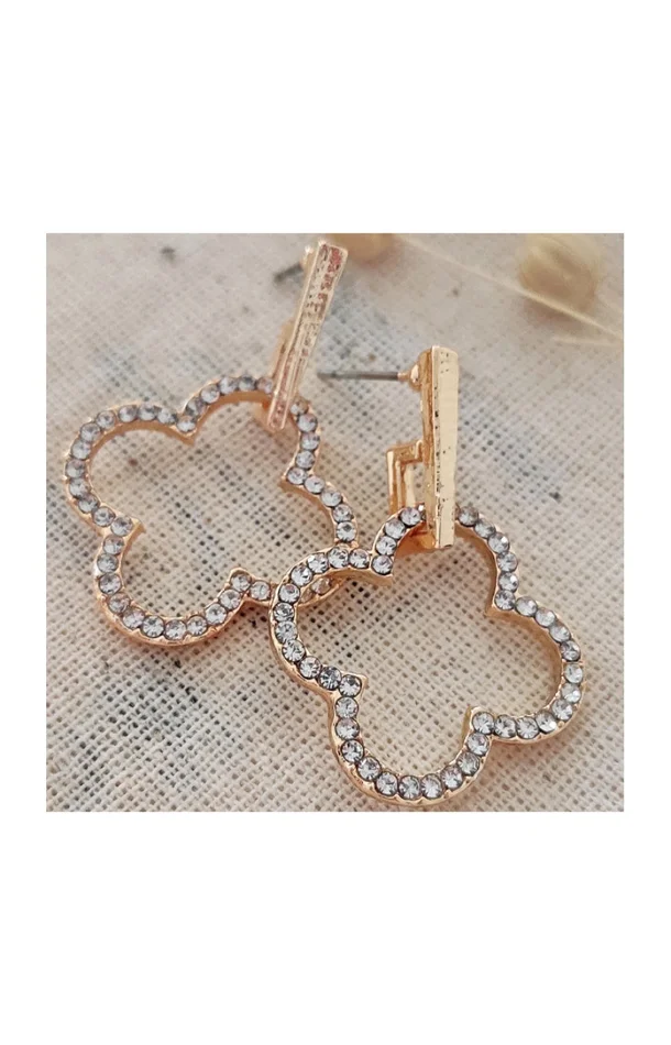 Boucles d’oreilles – Laiton plaqué or & zircon