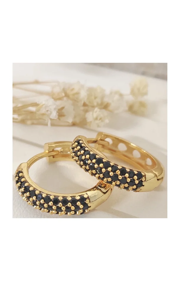 Boucles d’oreilles – Laiton plaqué or & zirconium