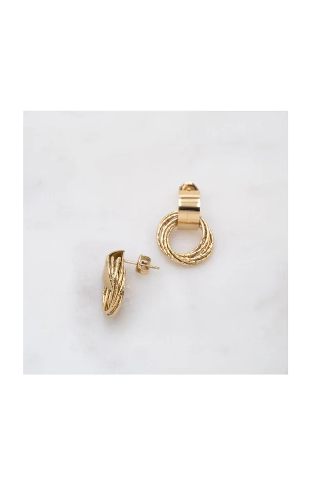 Boucles d’oreilles à puce – Acier inoxydable & email – Doré