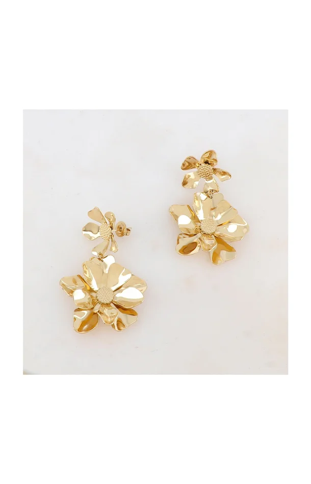 Boucles d’oreilles à puce – Acier inoxydable – Doré
