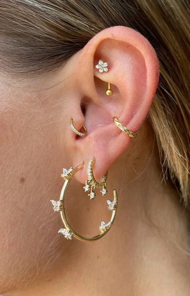 Boucles d’oreilles créoles – Fly Hoops – Laiton plaqué argent 10 microns