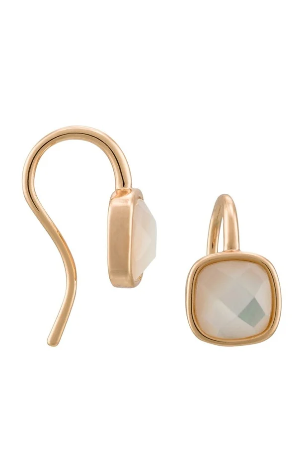 Boucles d’oreilles Ella – Laiton doré & quartz rose