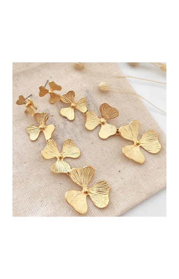 Boucles d’oreilles feuilles – Laiton plaqué or