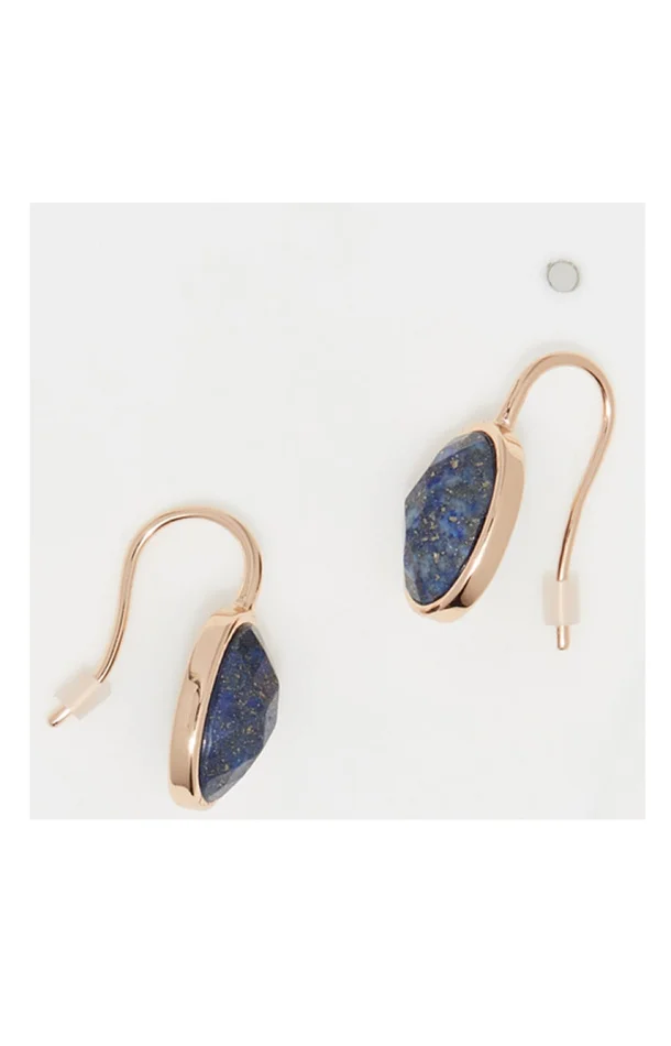 Boucles d’oreilles Lisa – Laiton doré & lapis bleu
