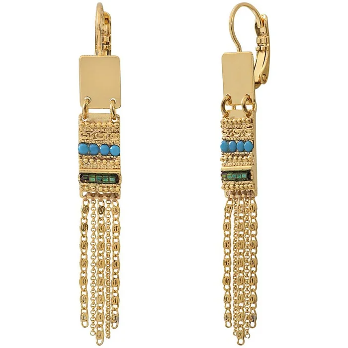 Boucles d’oreilles Mei – Métal doré à l’or jaune, cristaux & perles de culture