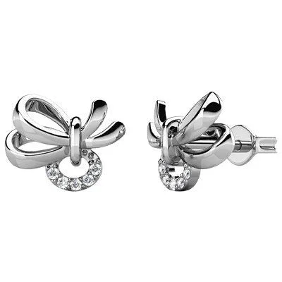 Boucles d’oreilles Posie – Cristal blanc – Laiton plaqué rhodium – Argenté